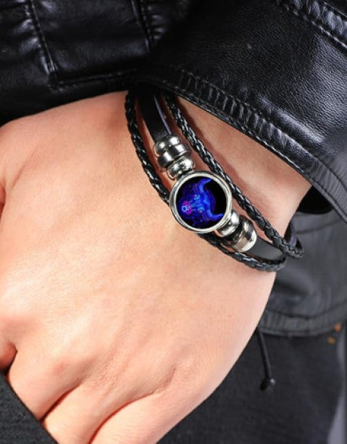 money Magnetic Bracelet Multilayer Constellation Zodiac Leather Bracelet