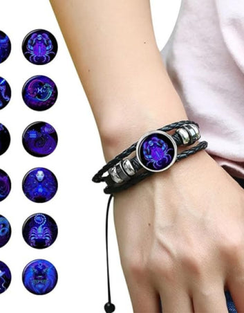 money Magnetic Bracelet Multilayer Constellation Zodiac Leather Bracelet