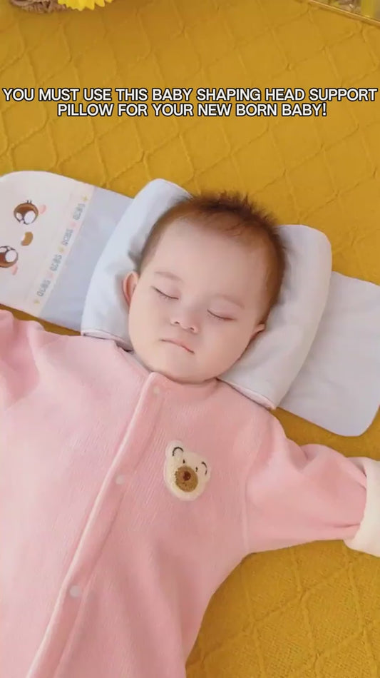 Om Digital™ Ergonomic Baby Head Shaping Pillow – Anti-Flat Head, Millet-Filled, Breathable & Washable | 0-12 Months